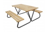 natural wood picnic table and benches